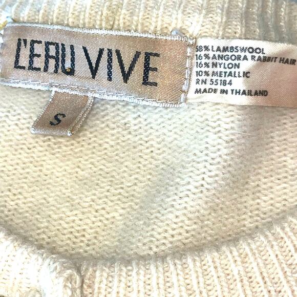 Vintage L'Eau Vive Cream Embellished Cardigan Sweater size Small - Picture 3 of 10